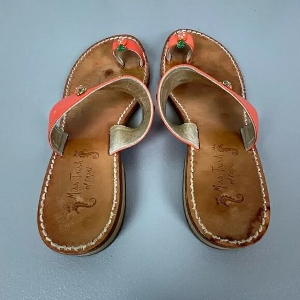 MISS TRISH OF CAPRI WOMENS SANDALS SIZE 41/8.5 ORANGE STRAP
